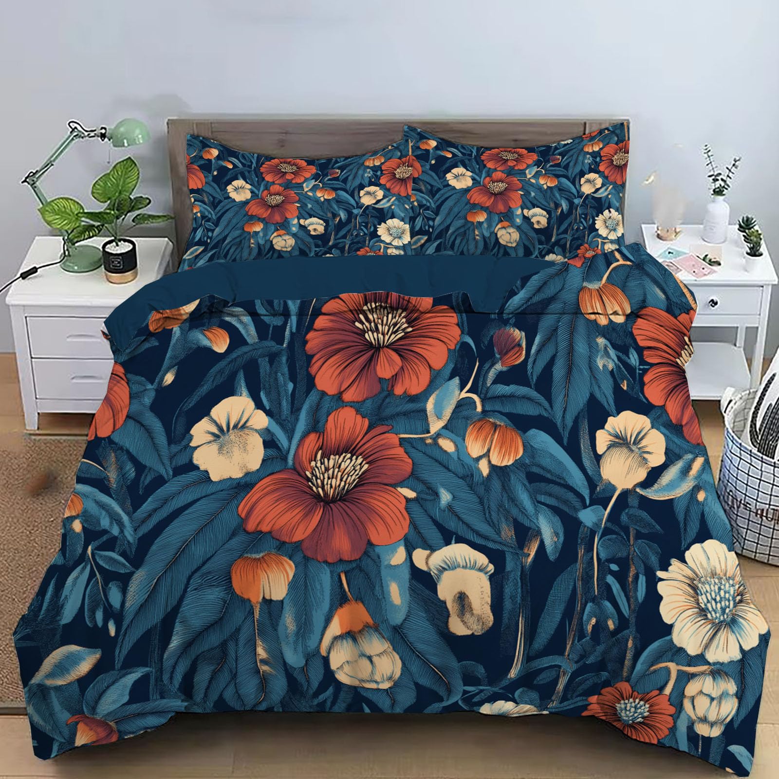 Housse de couette enfant 140x200 anti-transpiration bleu marine microfibre