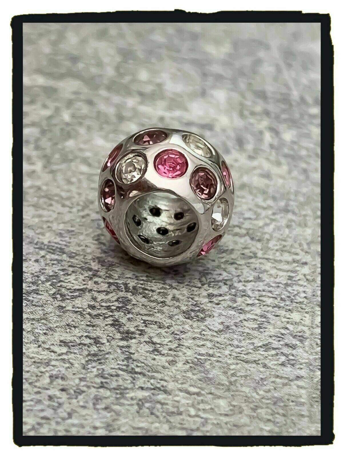 Bracciale con ciondolo a sfera sfaccettata, in argento rodiato 925/000