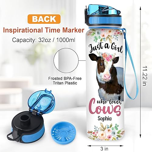 Vista 25 de Hyturtle Botella de agua motivacional personalizada con texto en inglés "I Know I Hunt Like A Girl" de 32 onzas, nombre personalizado con marcador