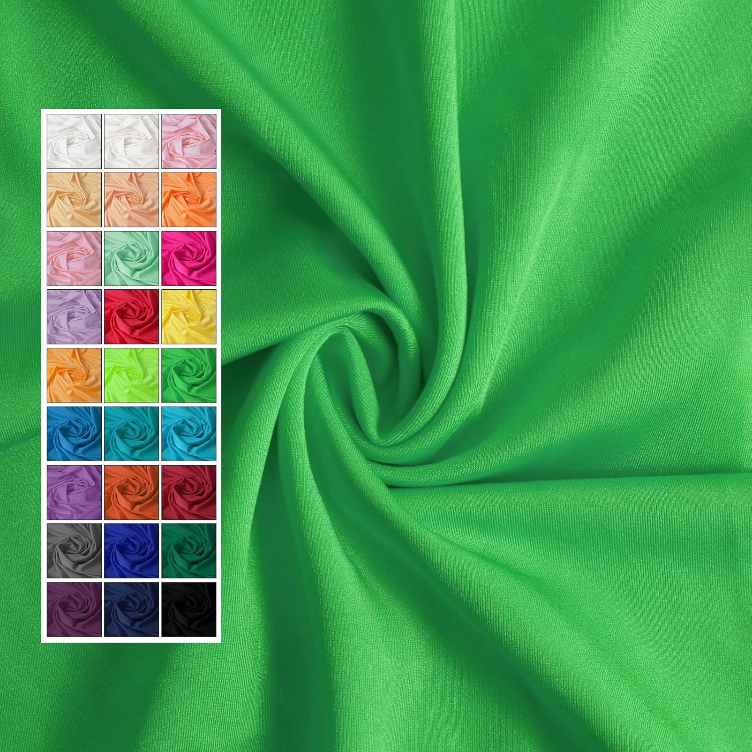 59" Width Nylon Spandex Fabric, 80% Nylon & 20% Spandex, Swimwear, Activewear Fabric 4-Way Stretch, for Sports, Yoga, Dance(Green, 3 Yard)