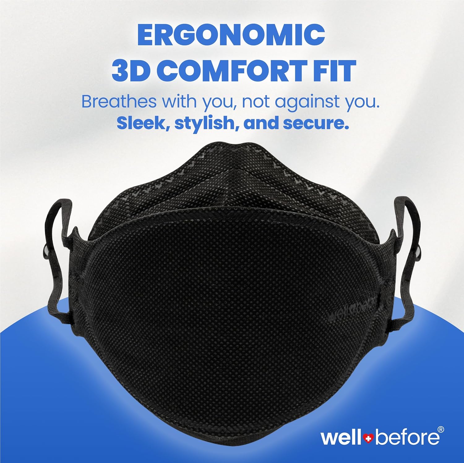 Well Before Premium 3D PRO KN95 Mask – Adjustable Ear Loops - Image 5