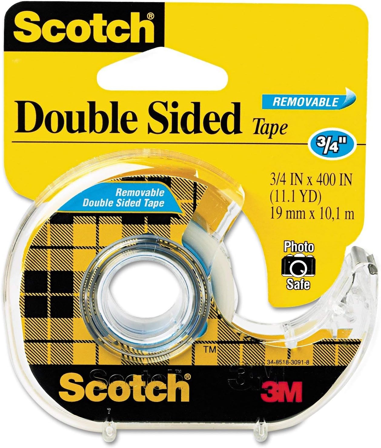 Scotch Removable Double Sided Tape with Dispenser, 3/4 x