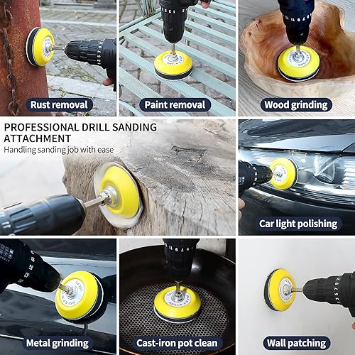 Miniatura 3 de pomsare 120 discos de lijado de 3 pulgadas con almohadillas de respaldo de 2 y 3 pulgadas y lijadora de esponja de lijado para taladro, amoladora,