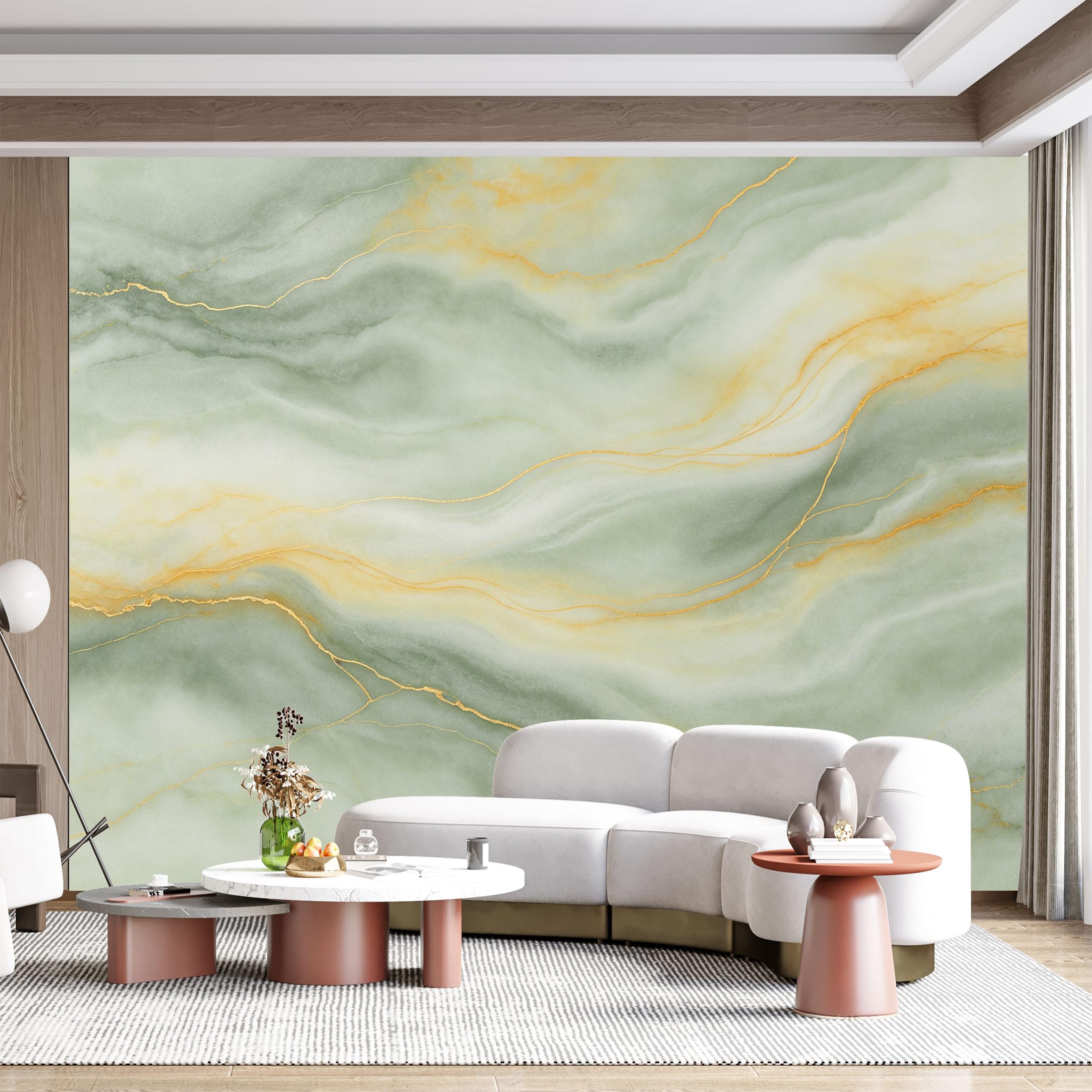 Custom Size Wall Mural Jade Marble Veins Abstract Gold Geometric Textured Brush Stroke SelfAdhesive Wall Fabric Removable for Home Office Decor