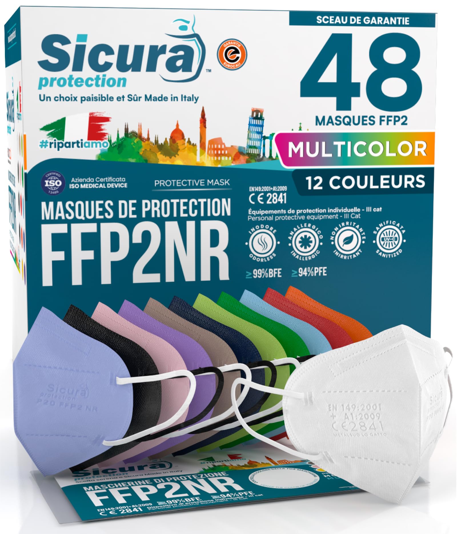 Masques certifiés CE FFP2 multicolores pour harmoniser vos tenues professionnelles - 8