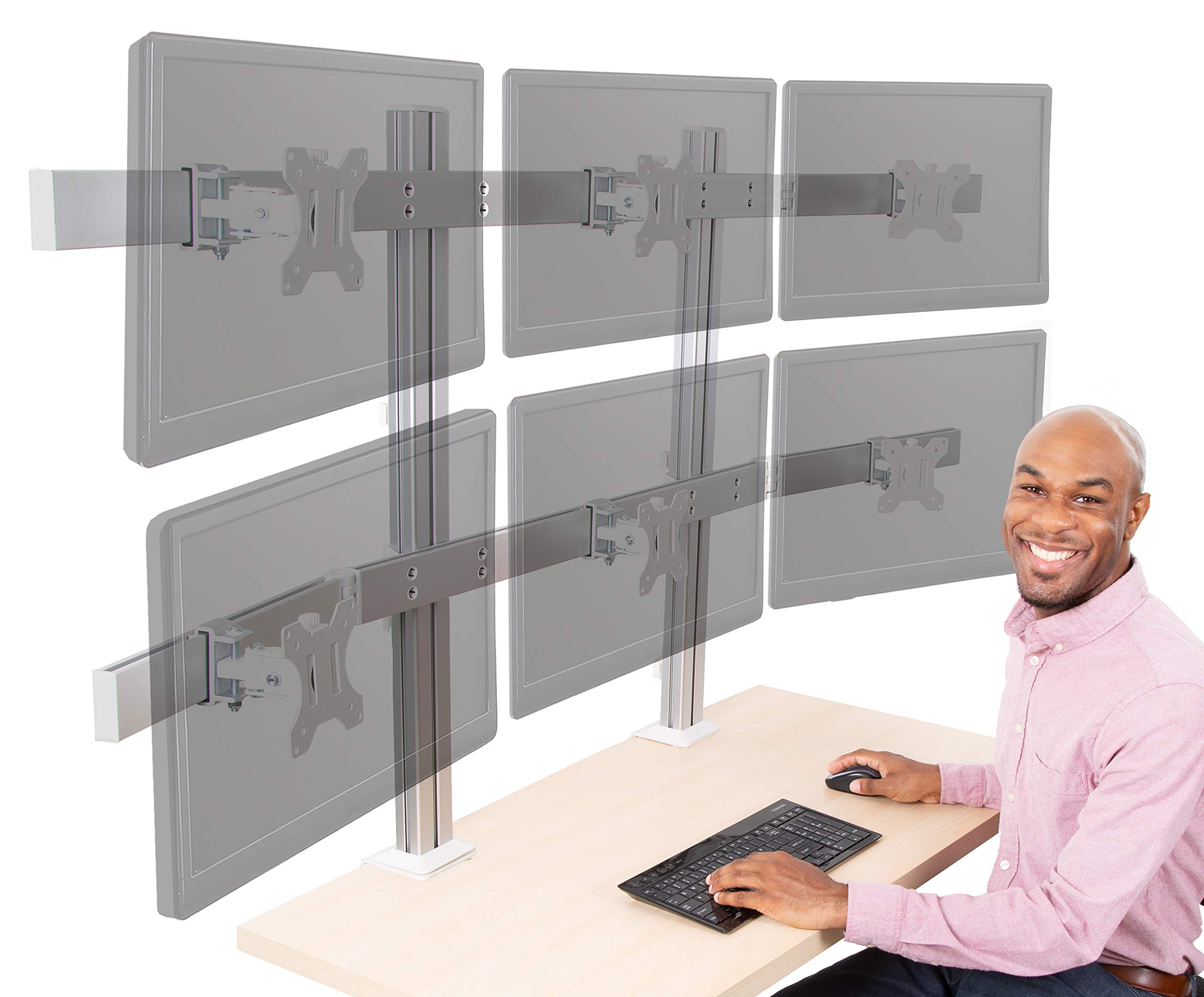 Stand Steady 6 Monitor Mount Heavy Duty Height Adjustable Six Monitor