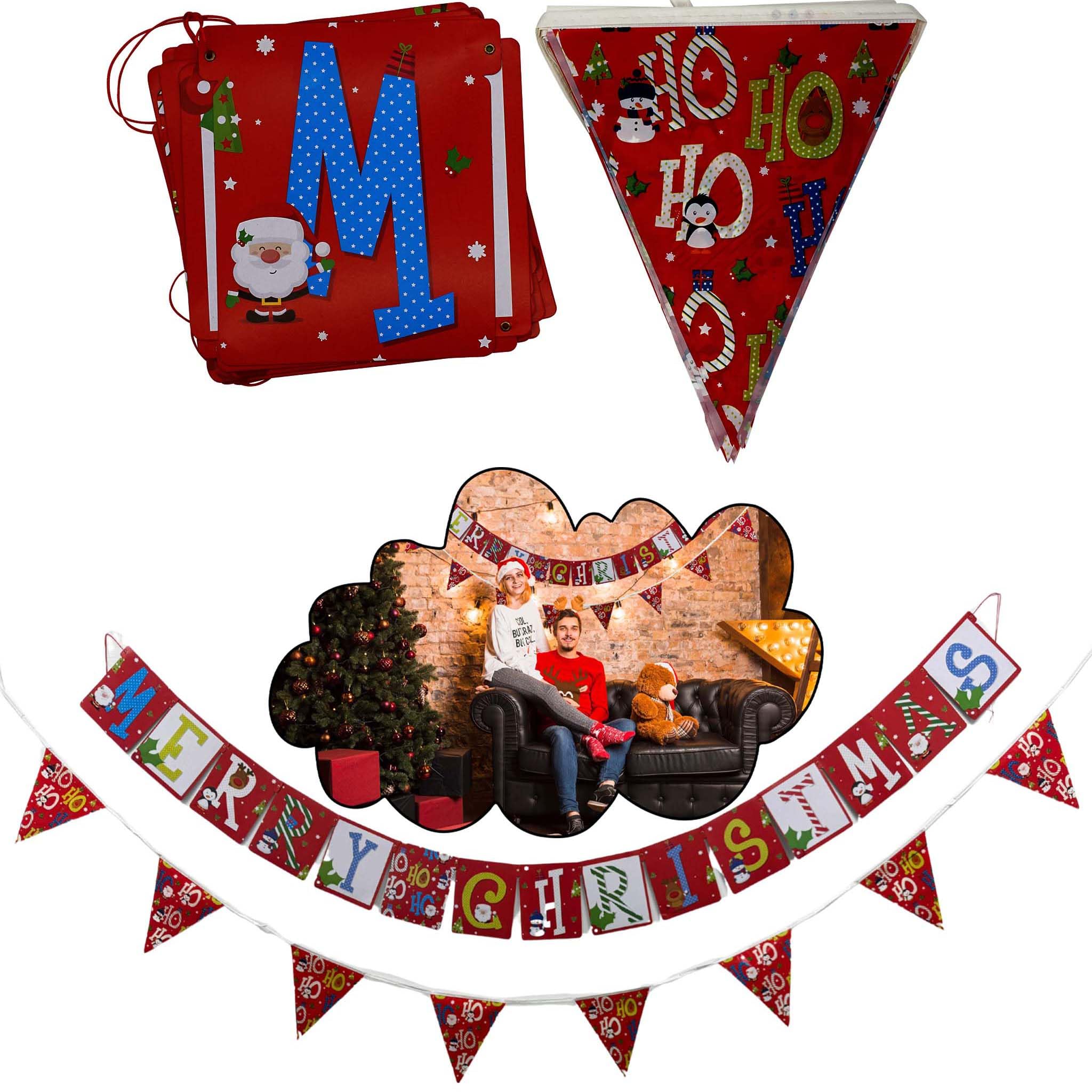 Festive Christmas Banner & Bunting Twin Pack (Red)