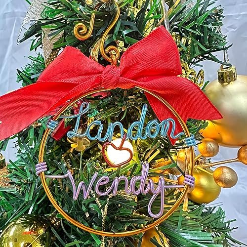 Miniatura 5 de Adorno de Navidad personalizado con nombre de alambre 2023, palabras hechas a mano personalizadas, latón macizo para decoración del árbol de