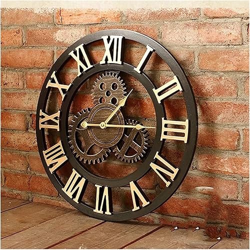 Wall Clock Industrial Wind Retro Personality Living Room Wall Clock Watch Gears Creative Restaurant Murals Decorative Wall Hanging Bar 50 * 50cm