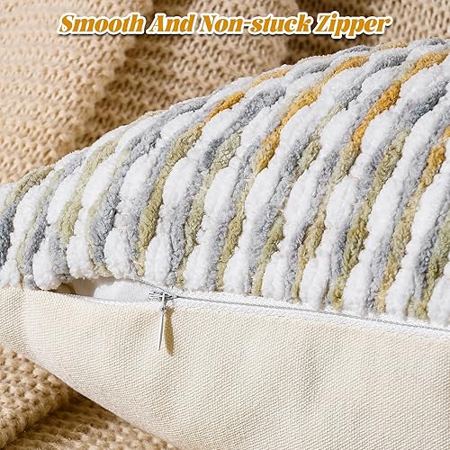 Miniatura 3 de AmHoo Juego de 2 fundas de almohada decorativas de chenilla estilo bohemio, funda de almohada con borlas para sofá, cama, dormitorio, sala de estar,