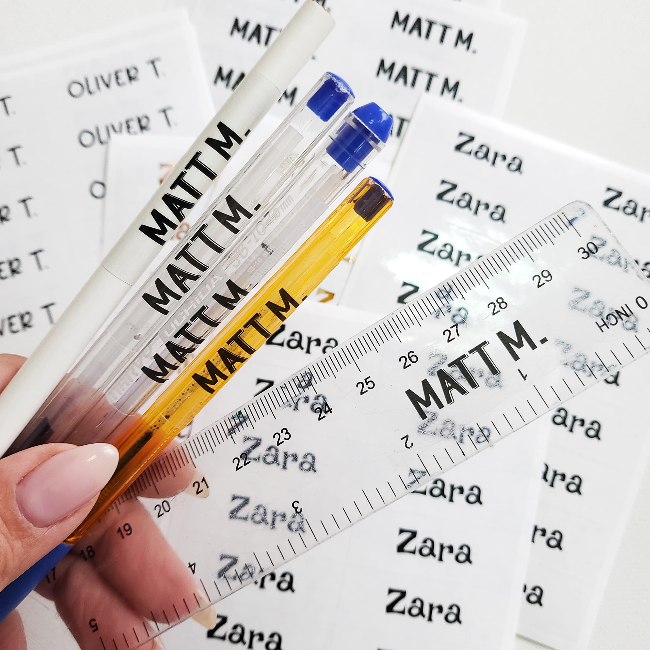 Personalized Kids Name Labels, Clear Waterproof Name Stickers, Custom Children Name Stickers, School, Daycare and Camp Labels, GOLD Foil (Black Ink)