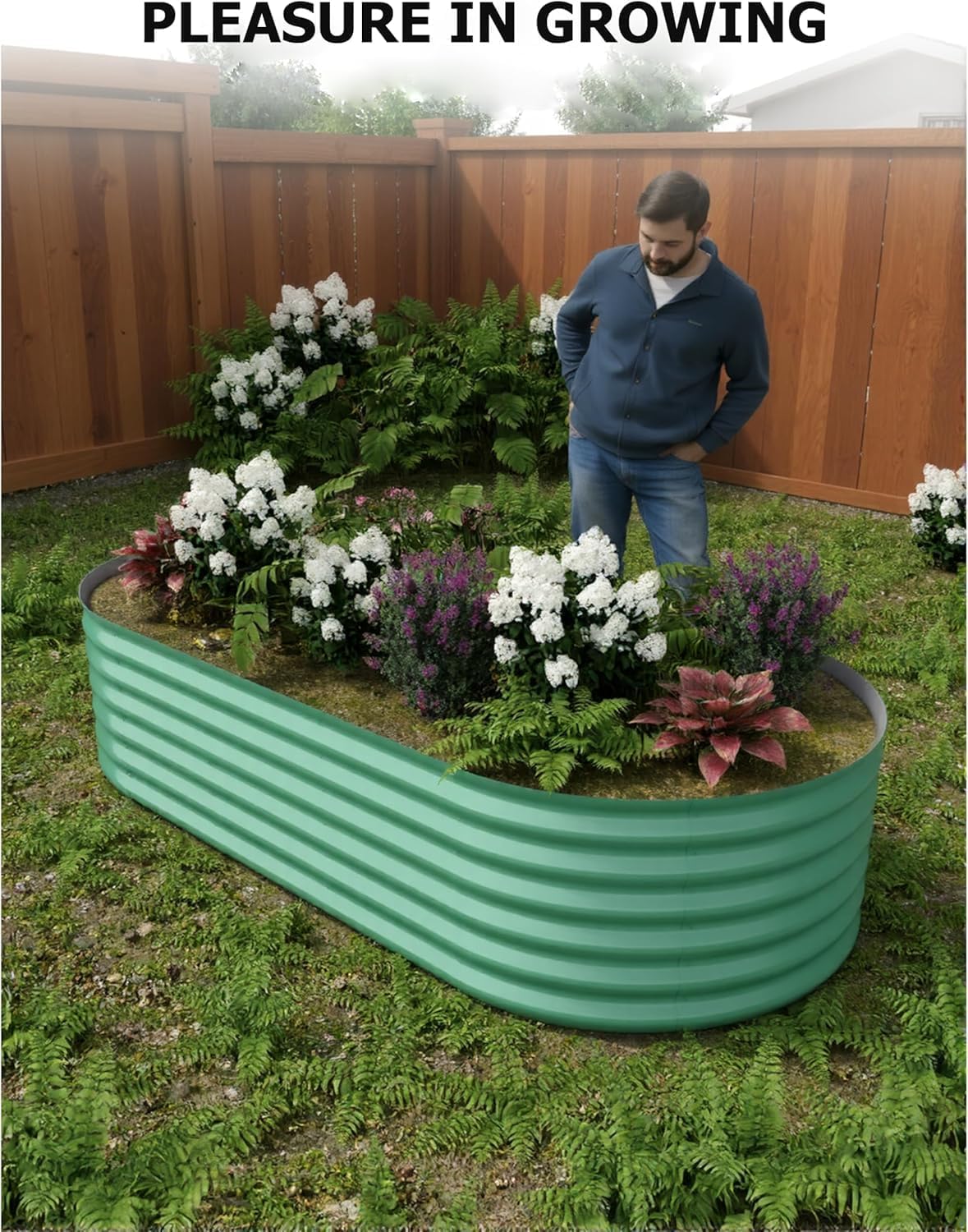 Raised Garden Bed Kits,17.7" Tall 98.5" x 47.2"x 17.7" Oval Outdoor Metal Raised Deep Root Planter Boxes Easy Assembly for Gardening Vegetables,Fruits,Flower
