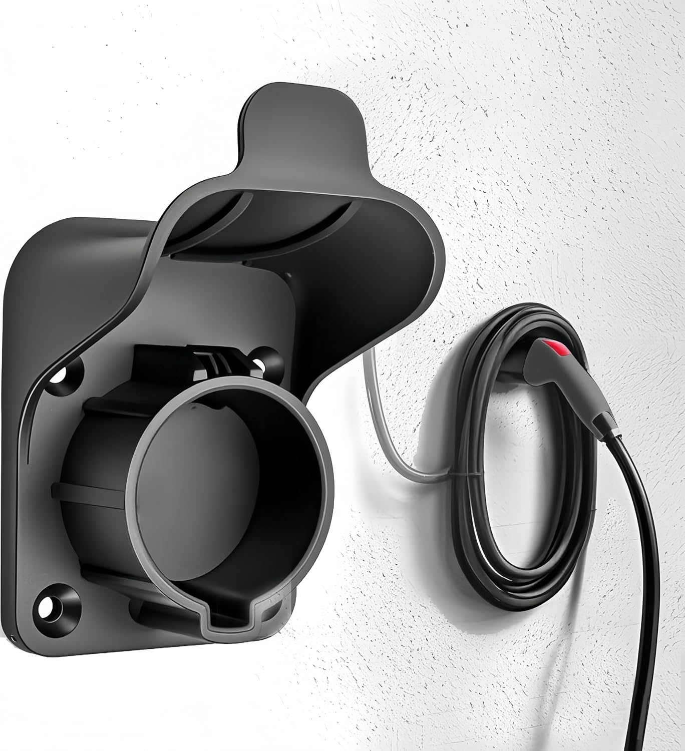EV Charger Holder ， Charging Cable Organizer for SAE J1772 Portable Electric Car Charger Cable Hanger Electric Vehicle Charging Cord Holder Wall-Mount Connector Space Saving