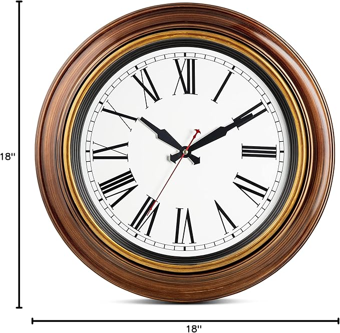 Reloj de Pared Grande Bernhard Products 18 Pulgadas Analógico Silencioso miniatura 3