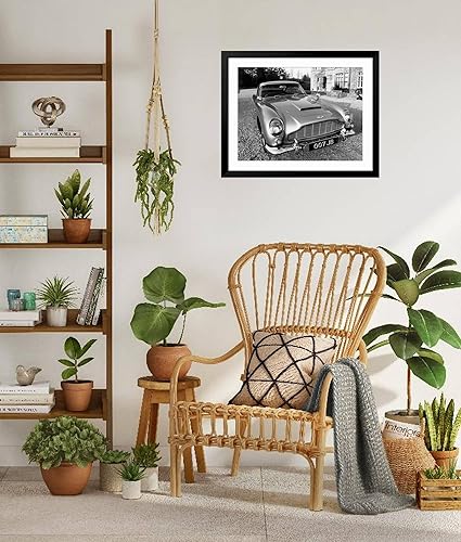 Miniatura 3 de ART.COM Impresiones artísticas enmarcadas para pared, Aston Martin DB5 de James Bond, utilizado en la película Goldfinger, decoración de transporte,