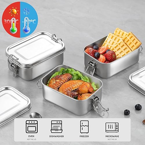 Miniatura 2 de BEFOY Juego de recipientes pequeños de acero inoxidable para almacenamiento de alimentos, cajas de metal reutilizables, contenedor de preparación de