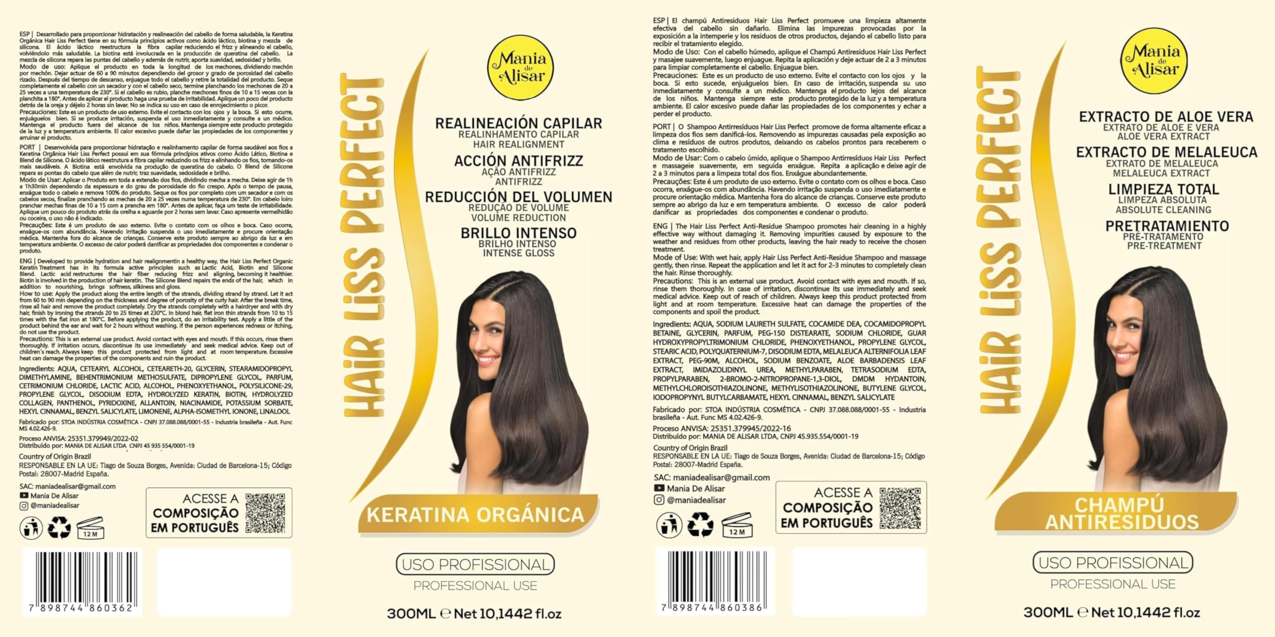 kit alisado brasileño alisado de keratina Orgánica progresivo contiene champú y keratina (300 ml / kit 2) Mania de Alisar
