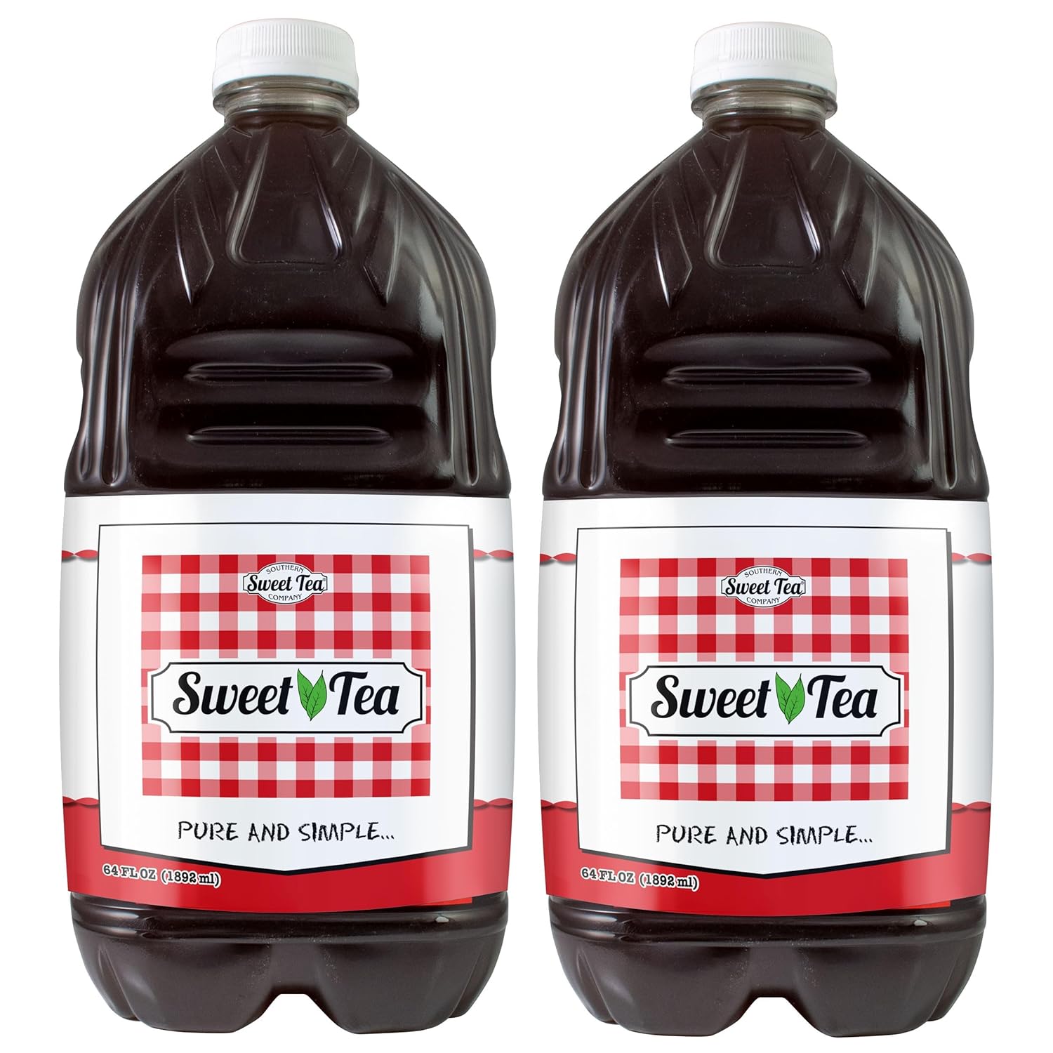 Southern Sweet Tea Company Peach Iced Tea, Real Brewed Black Tea, Pure Cane Sugar, 128oz Family Pack (2x 64oz), Gluten-Free, Caffeinated, All-Natural Flavor