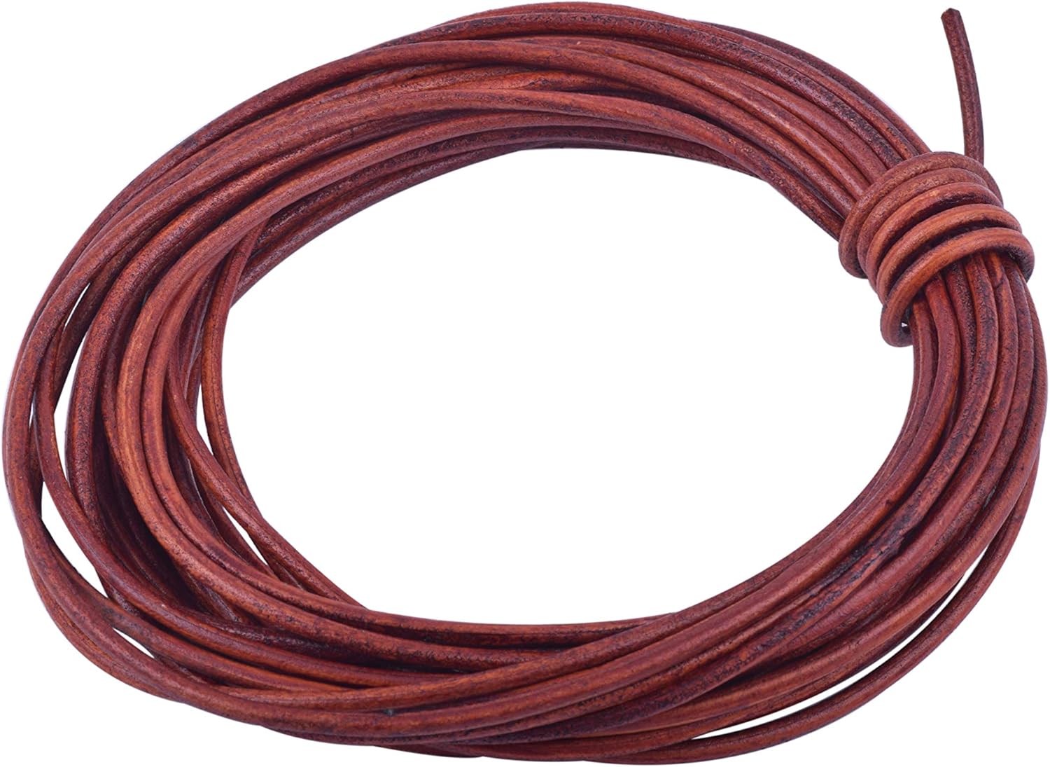 KONMAY 9.1 Meters 3.0mm Distressed Brown Round Real Leather Cord for