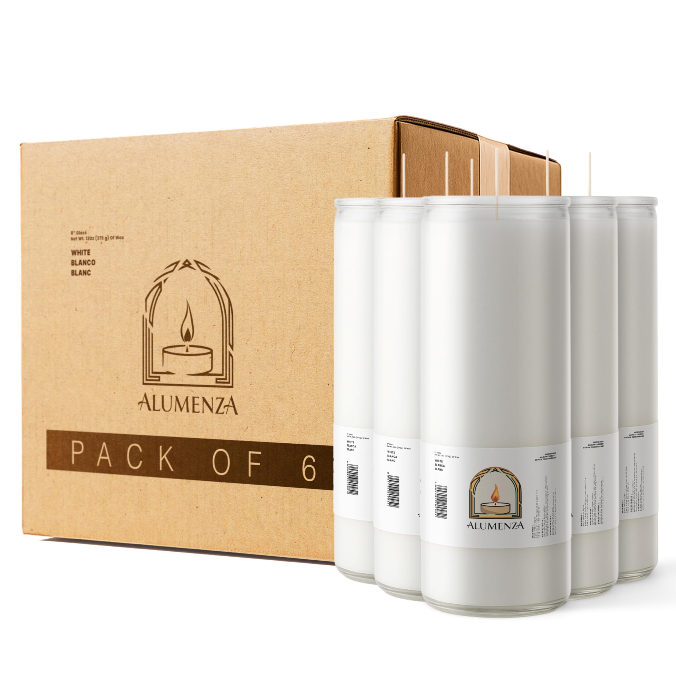 Amazon.com: Alumenza Bulk 6 Pack White 7 Day Candles in Glass Jar