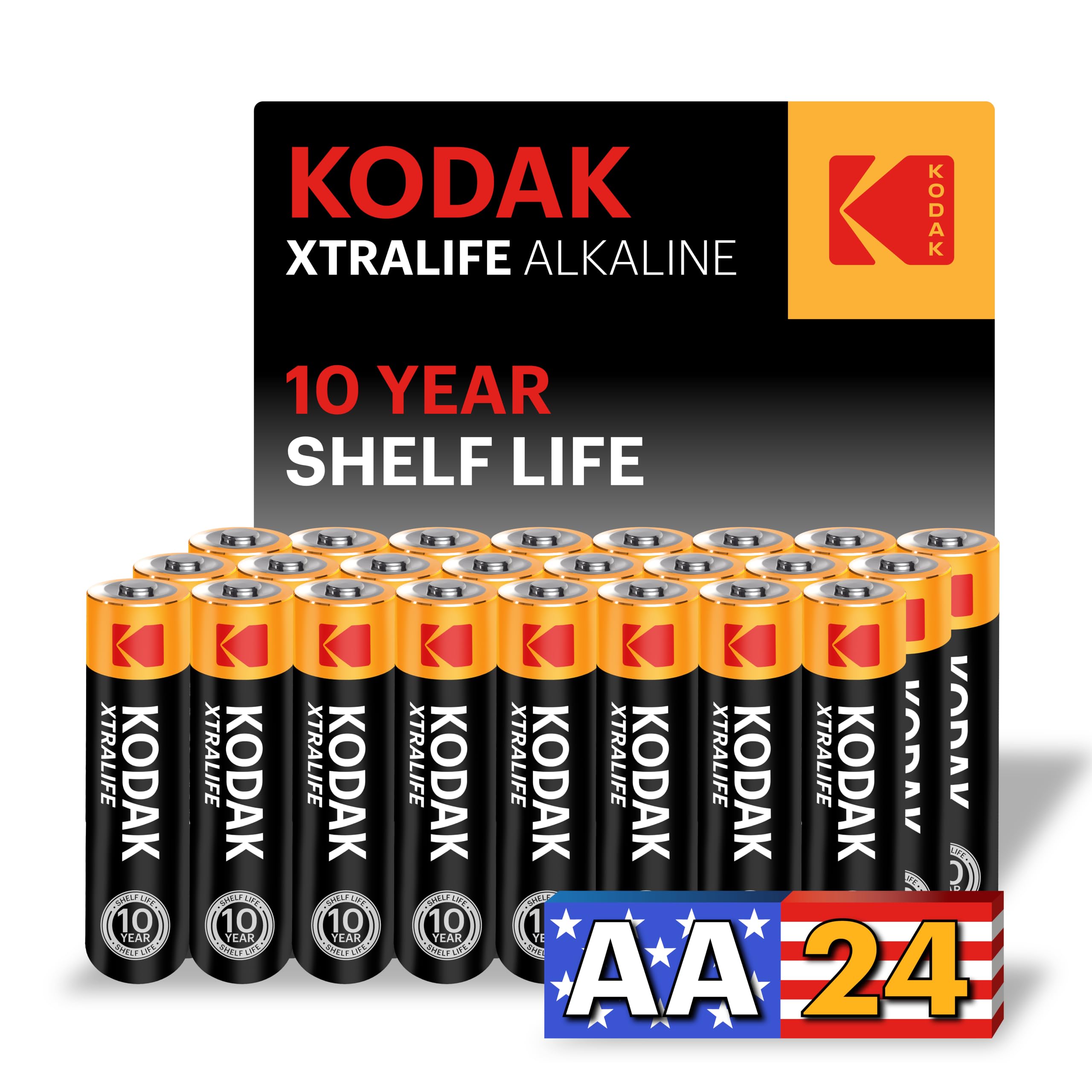 KODAK AA Alkaline Batteries (24 Pack) Double A Battery, LR6, 1.5V