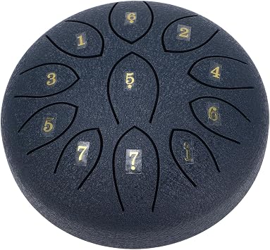 Tongue Drum 6 Inch Excellent Carbon Steel 11 Tones Hand Pan Drum for Garden Yard Decor Blue