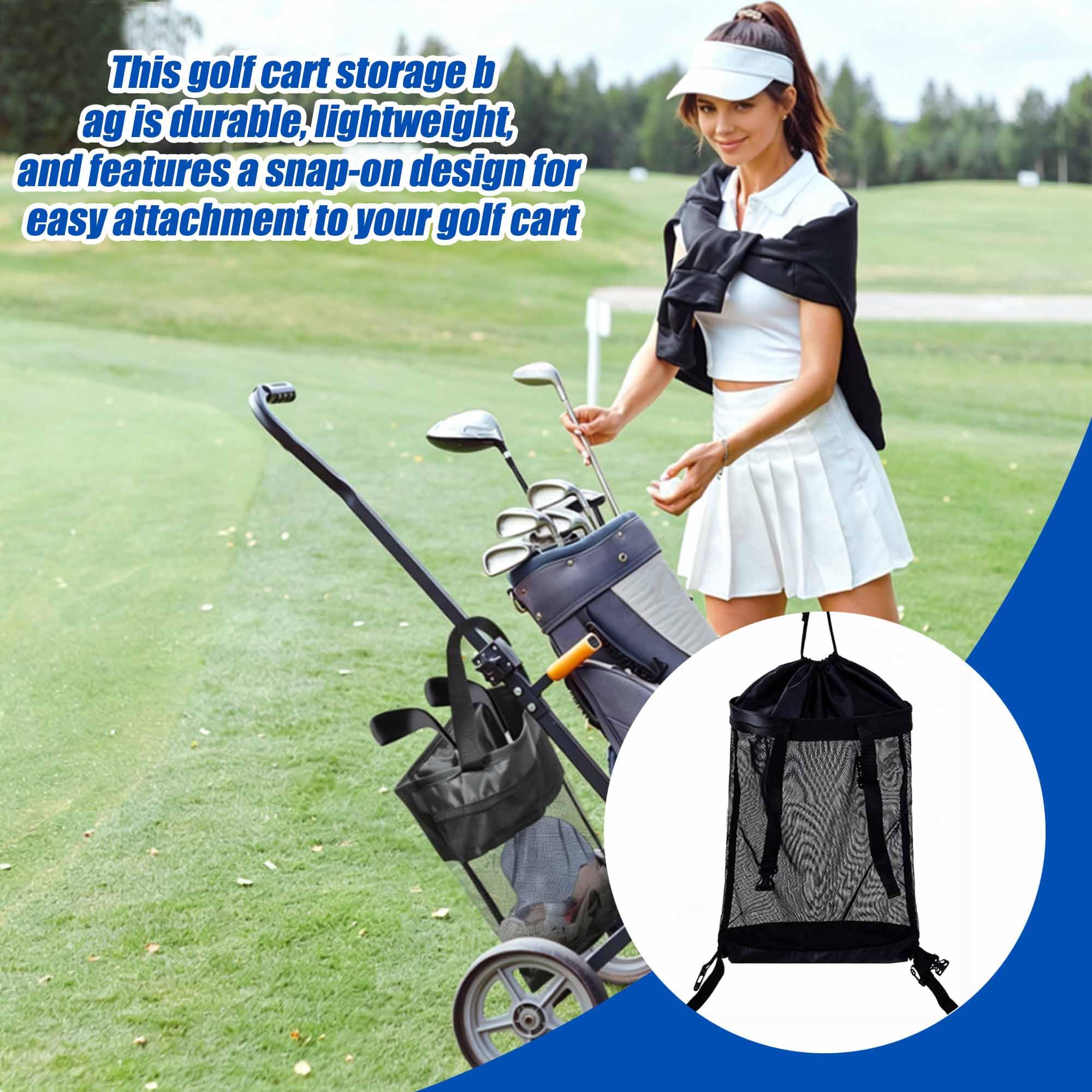 Golfwagen Aufbewahrungstasche 40x52 5 cm Golftrolley Zubehör Netz Organizer Tasche für Golf Push Cart Golfwagen Zubehör Mesh Tasche Aufbewahrungsnetz Bälle Tees Handschuhe