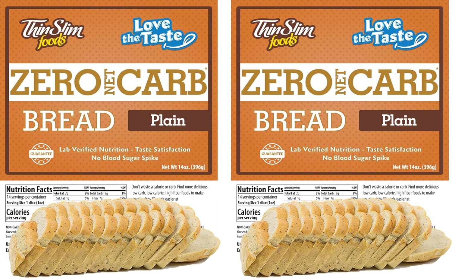 ThinSlim Foods Zero Net Carb Bread Plain 2pack Bundle with ThinSlim Foods Zero Net Carb Bagels Everything Inside 2pack | 0g Net Carbs | 45-90 Calories