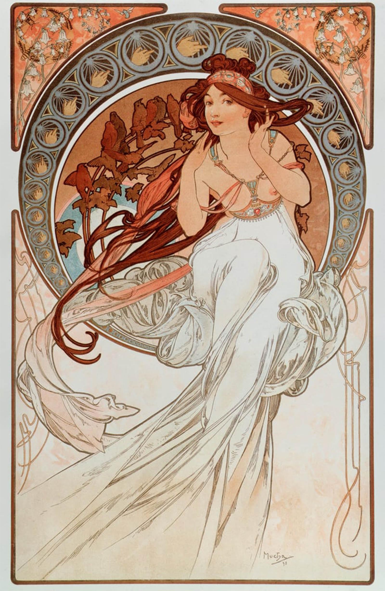 SERENDIPITP Aesthetic Poster Photo Wall Print Retro Picture Poetry by Mucha by Alphonse Mucha Modern Wall Artwork for Home Decor 60x90cm