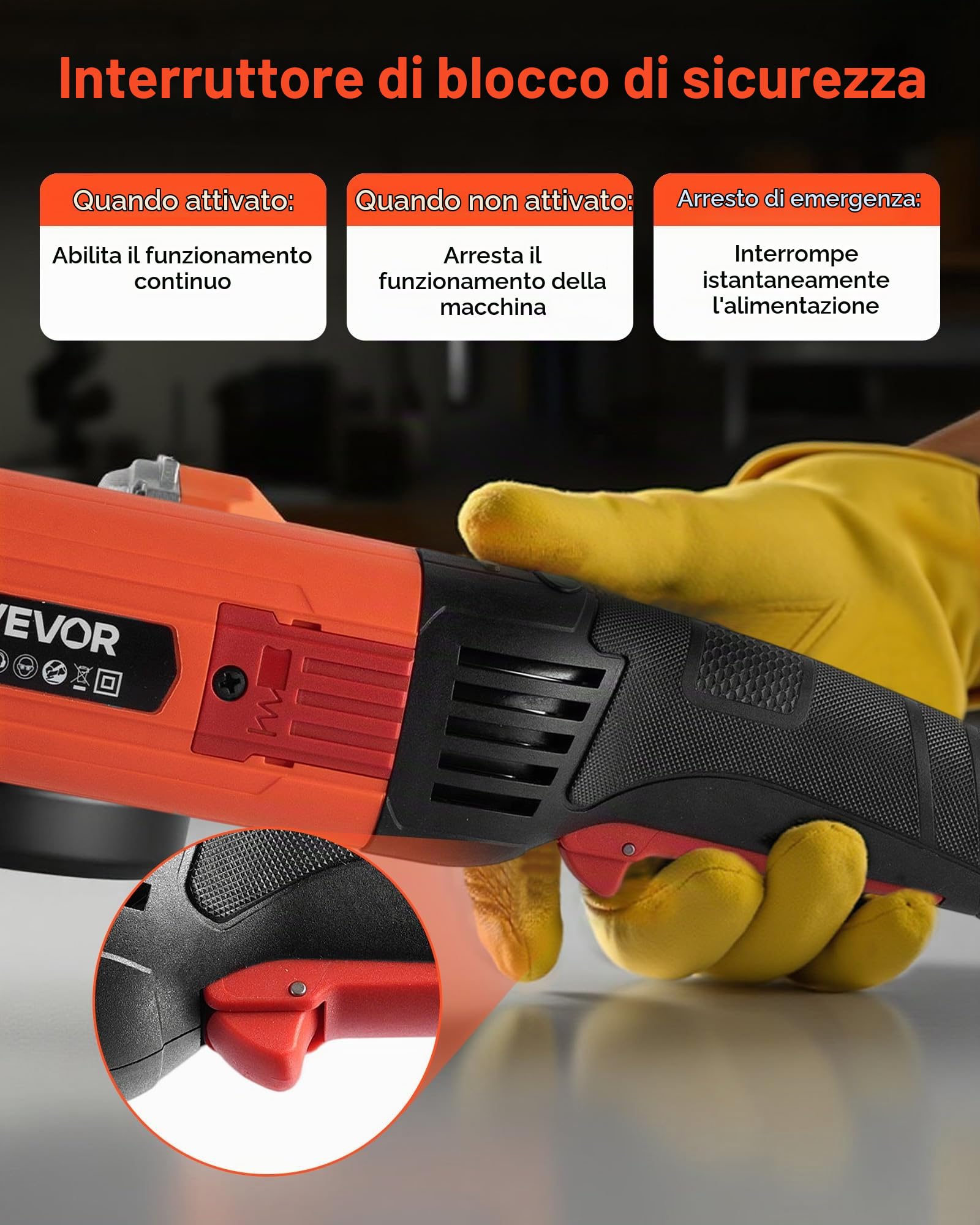 VEVOR Smerigliatrice Angolare, da 127 mm, con Cavo ad Alta Velocità 10,000 giri/min con Protezione Antipolvere Regolabile, Smerigliatrice Angolare per Levigatura di Metalli, Disco non Incluso