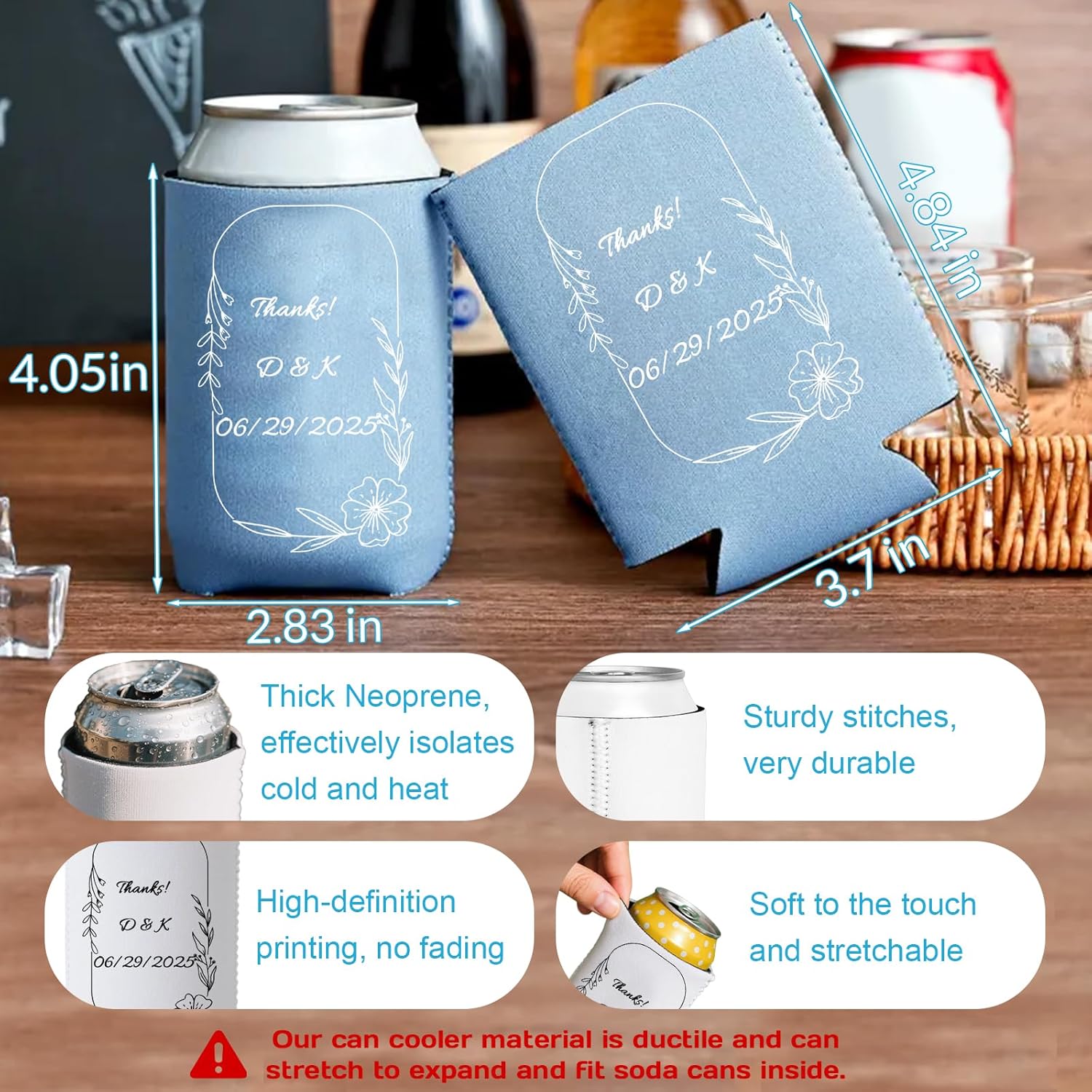 HJX 150Pcs Personalized Can Coolers for Wedding Custom Can Coolers Sleeves, Personalized Bulk Coolers Favors for Wedding Guests