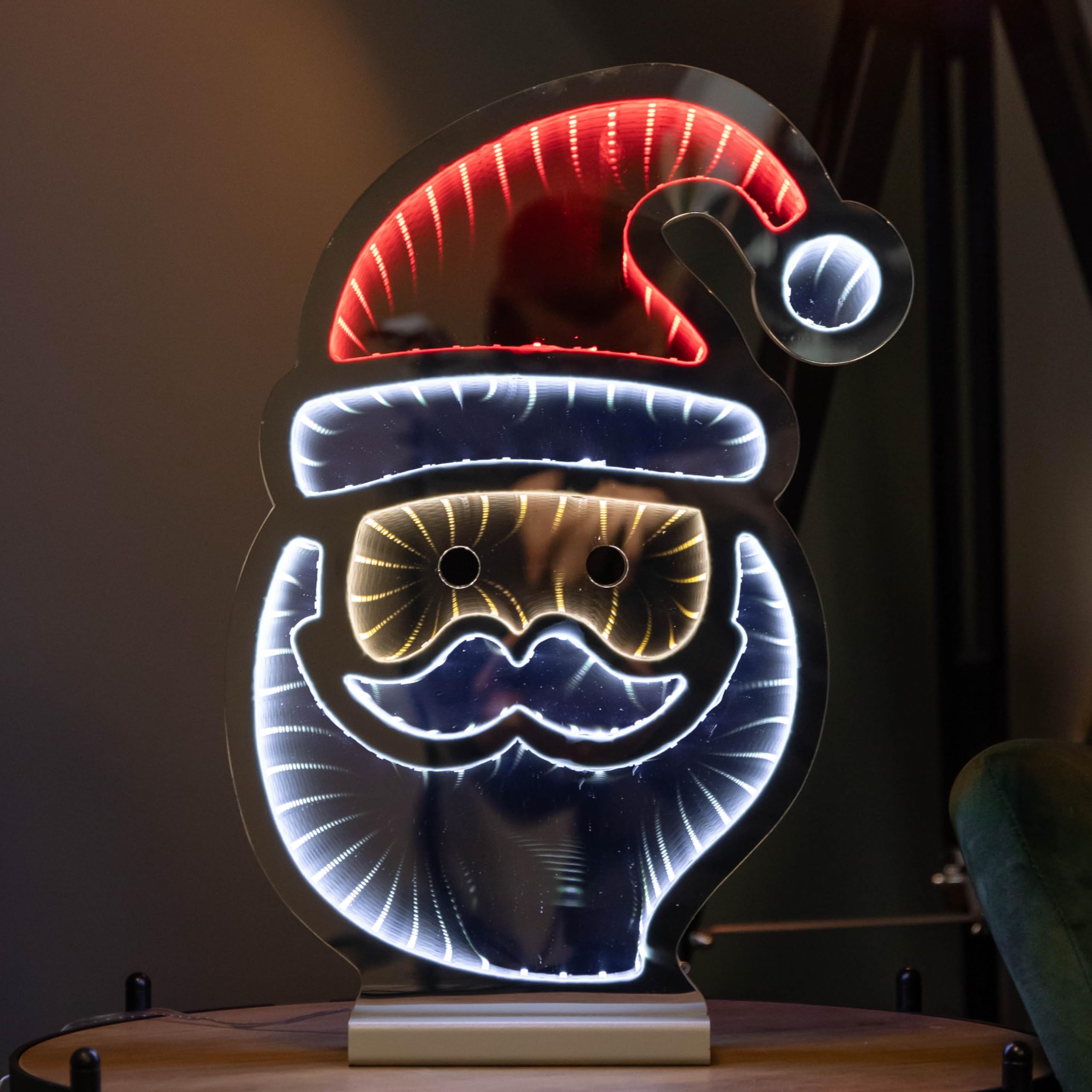Samuel Alexander 40cm Santa's Face Infinity Christmas Decoration - Red & White LEDs