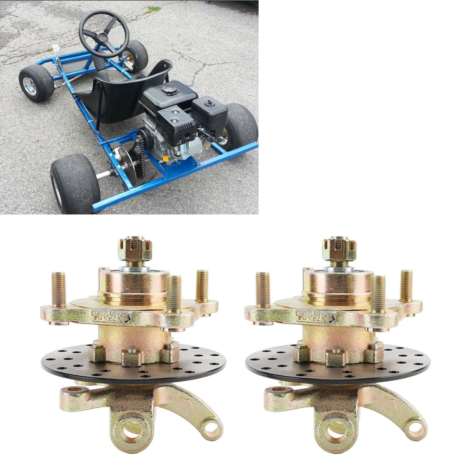 Haofy Coppia Mandrino Sterzo, Kit Disco Freno del della Ruota Anteriore per ATV, Go Kart, Carrello