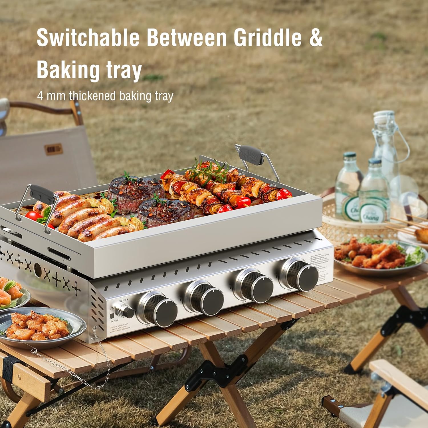 COWSAR Portable BBQ Griddle with switchable griddle and baking tray