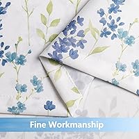 Vista 5 de Cortinas de cocina con estampado floral azul de 24 pulgadas de largo, cortinas de café de acuarela para cocina, tratamiento de ventana de baño