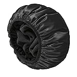 YIZIJIZI Terry Lined Shower Cap,Triple Layer Large Cap for Women,Shower Cap Reusable Waterproof,Long Thick Hair(Black)