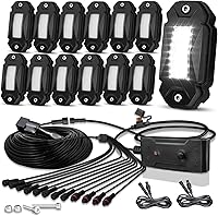 Vista 9 de LEDMIRCY R2 - Kit de luces de roca blanca pura con interruptor Roker, arnés de cable, 12 luces LED de roca blancas para todoterreno, camión, ATV