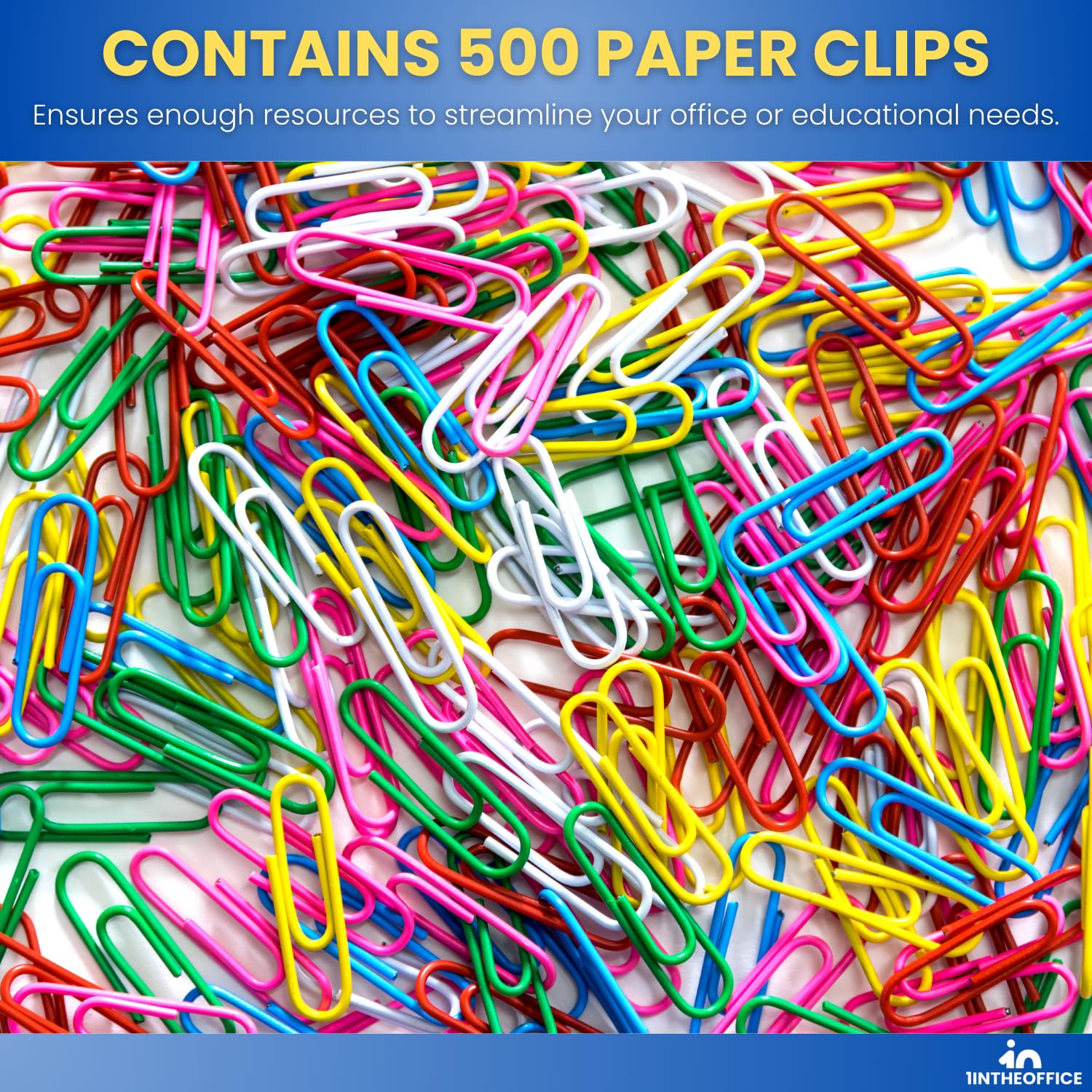 1 intheoffice Jumbo papel Clip, suave grandes Clips de papel con revestimiento de vinilo "500 piezas"