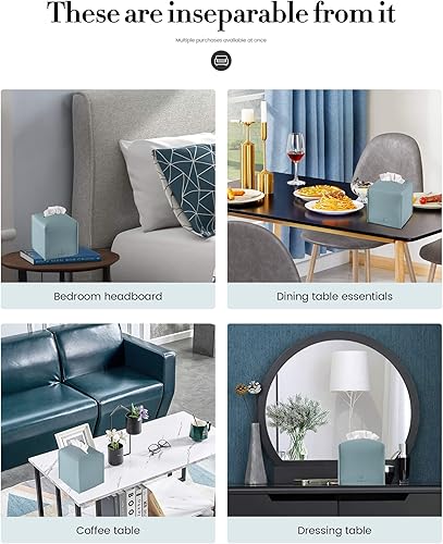 Miniatura 3 de Funda cuadrada para caja de pañuelos de piel sintética, moderna funda de pañuelos facial, dispensador organizador de papel facial, 5 x 5 x 5