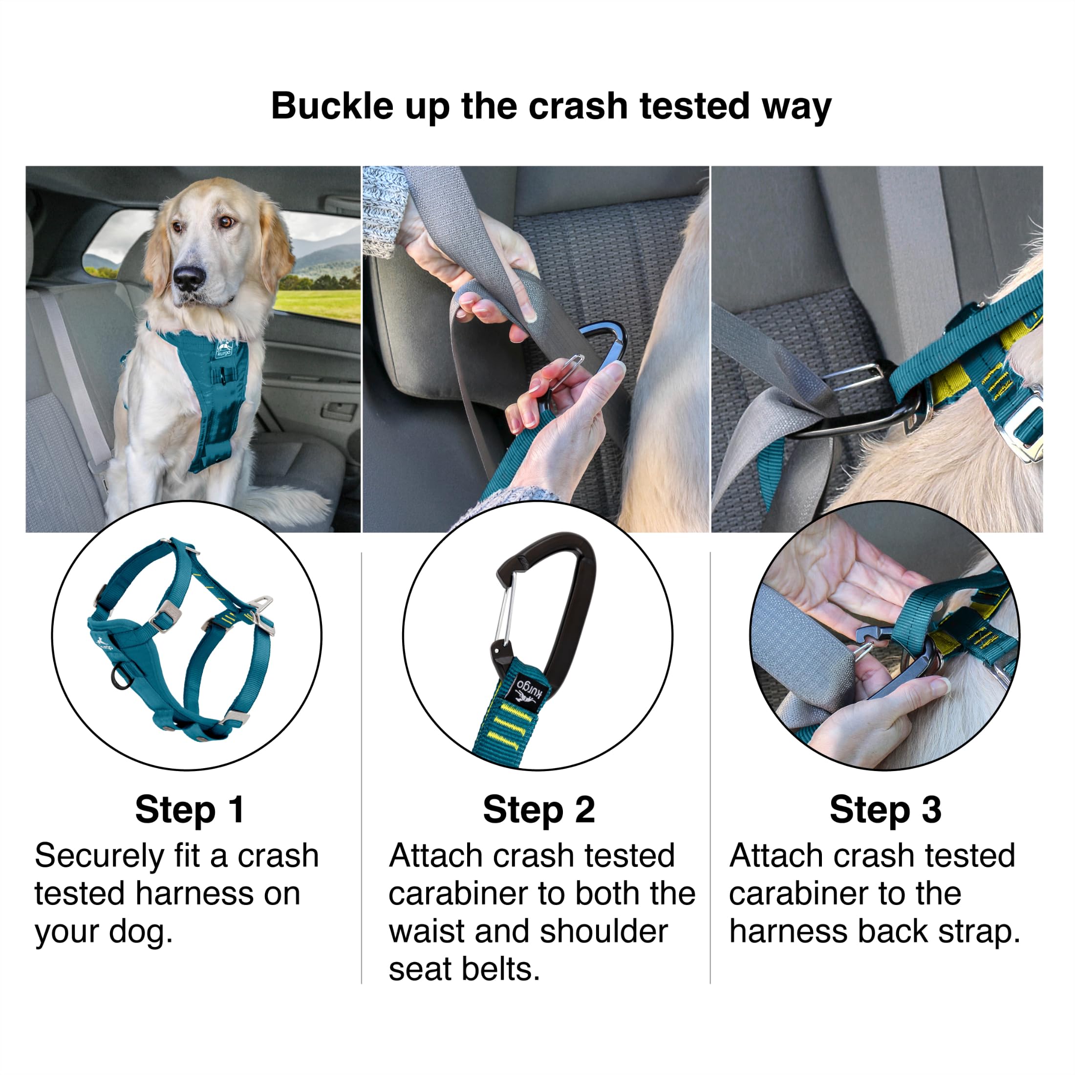 Kurgo Enhanced Strength Tru-Fit Dog Car Harness - Pet Travel Safety Harness - Crash Test Certified Fit - Five Point Adjustment - Secure Buckle - Padded Chest - Ink Blue - Large - image 4