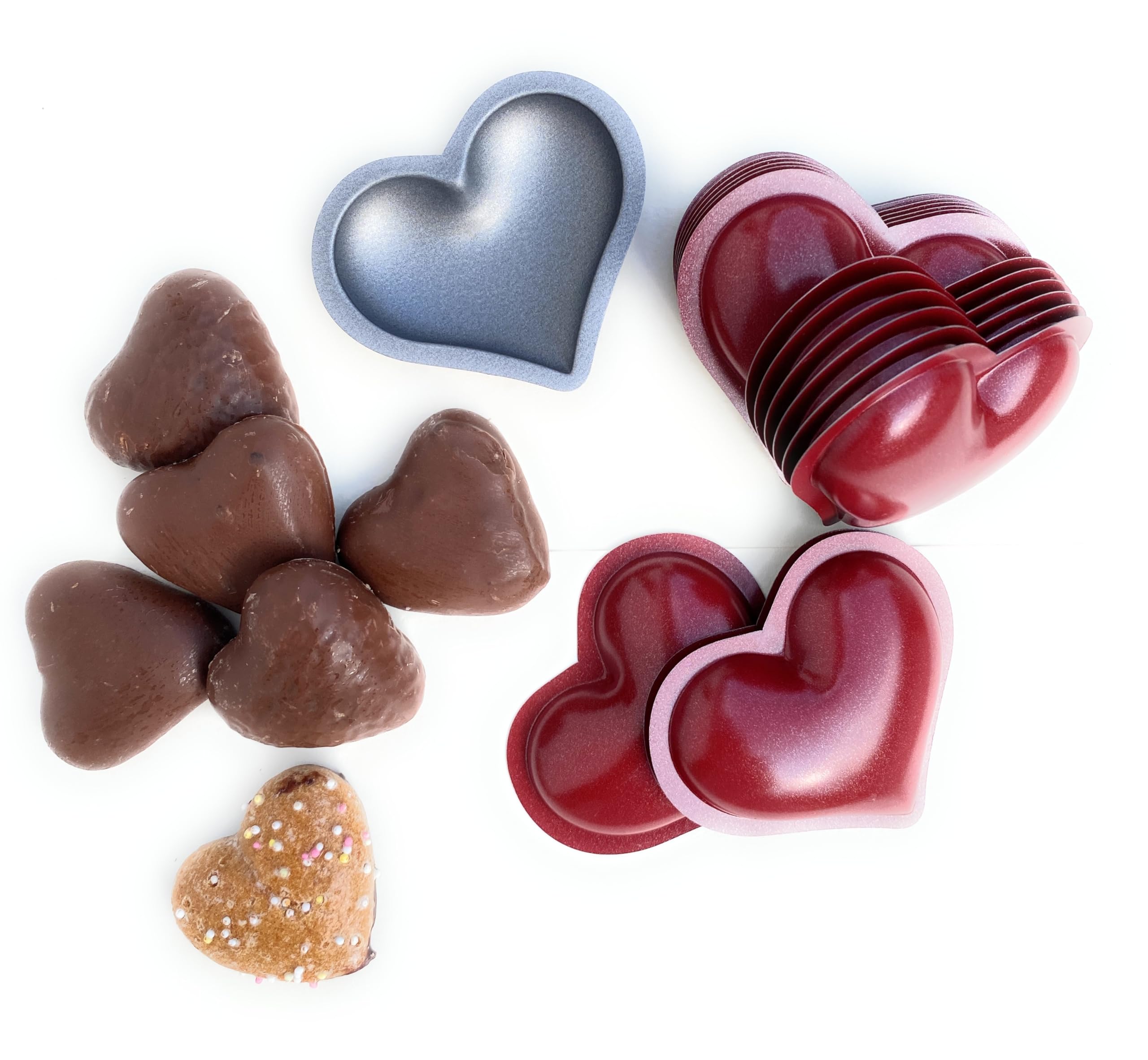 CULIMI Mini Formine da Forno Batticuore – 20 Stampi a Cuore per Dolci Tradizionali Italiani Cuoricini Biscotti e Mini Torte - Rivestimento Antiaderente