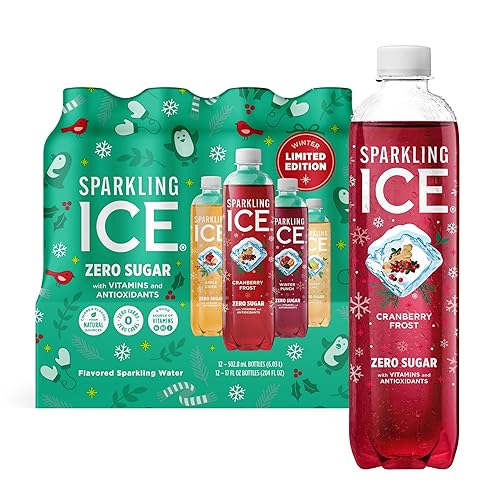Sparkling Ice Winter Variety Pack, Flavored Sparkling Water, Zero Sugar, with Vitamins and Antioxidants, 17 fl oz, 12 count (Cranberry Frost, Winter Punch, Apple Cider and Ginger Lime)