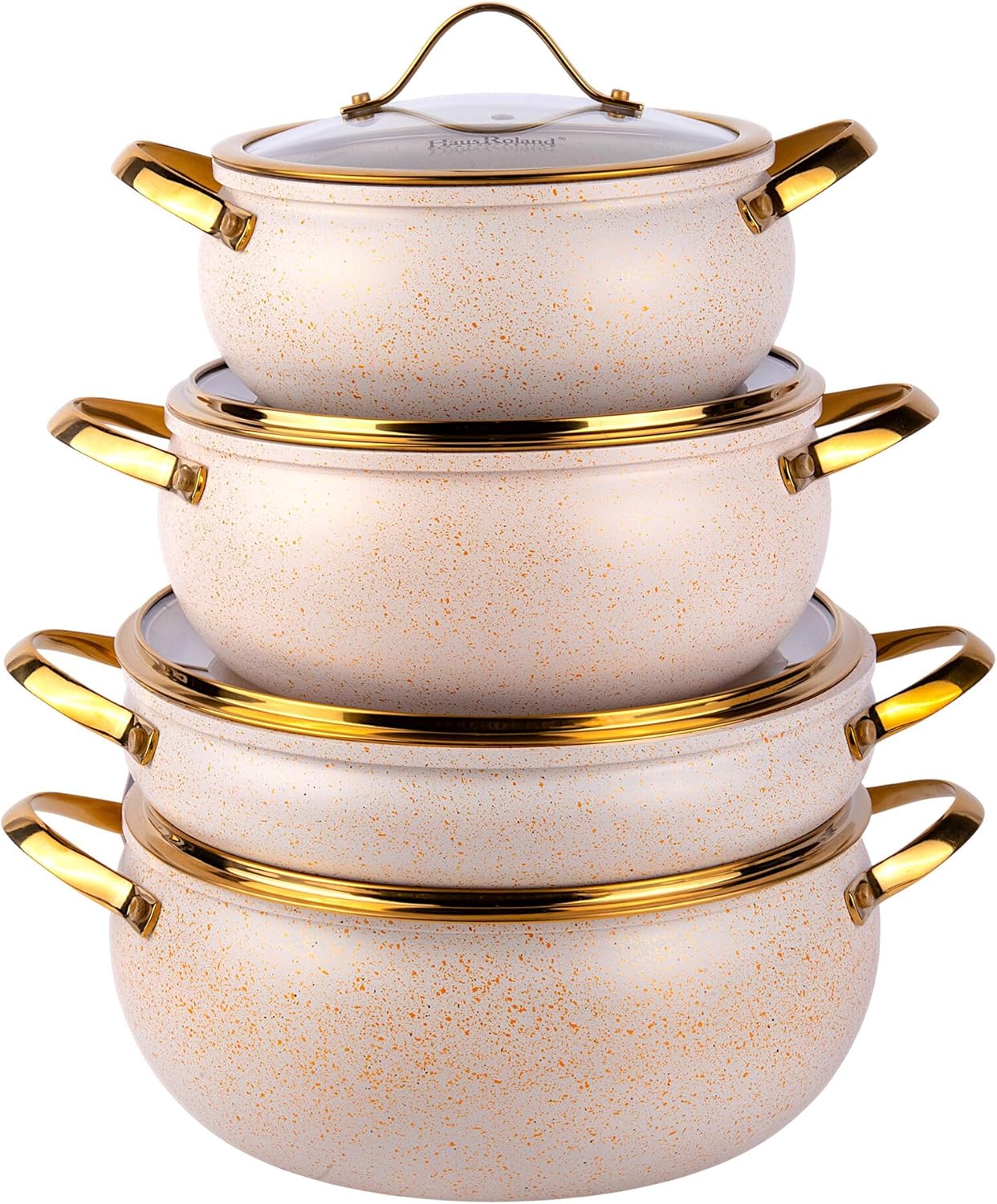 9 Pcs Alum Cookware Set, Dishwasher Safe Pots with Lids, Aluminum Nonstick Cookware Set