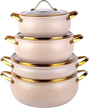 9 Pcs Alum Cookware Set, Dishwasher Safe Pots with Lids, Aluminum Nonstick Cookware Set