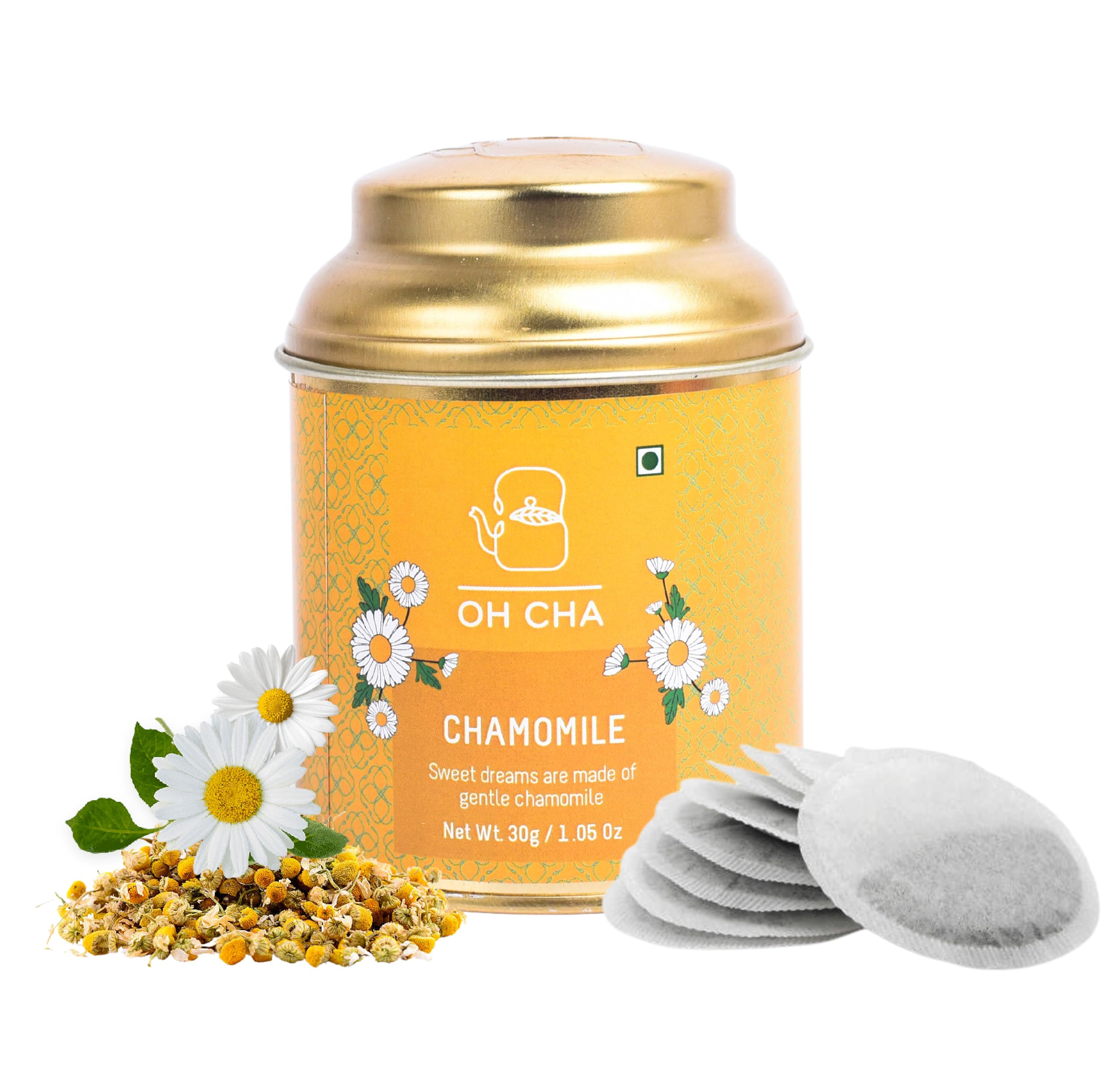 OH CHA - Chamomile Tea Bags, 100% Natural Eco Friendly Round Tea Bags, 15pcs | Camomile Flower Tea | Chamomile tea for Sleep, Calming Tisane | Sleep Tea, Anxiety & Stress Relief Tea (B0D1CRBNY4) Amazon Price History, Amazon Price Tracker