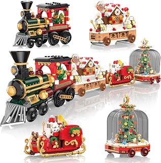 1041 PCS Christmas Train Building Blocks Set for Kids Train Set with Santa Claus,Tree,Gingerbread House Building Kit, for Boys Girls Adults,Christmas Party Favors Decorations