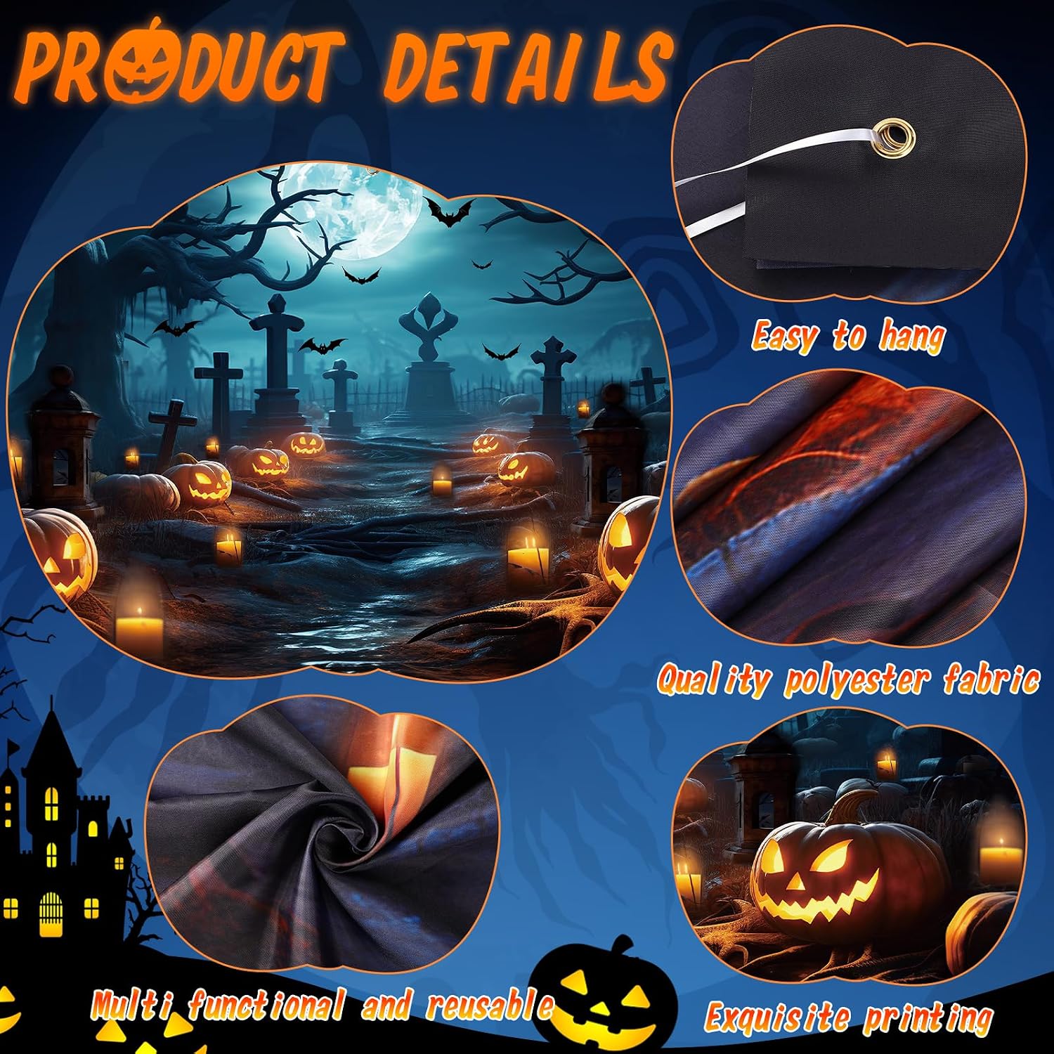 WovWeave Halloween Garage Door Banner Decoration Halloween Garage Door Cover 6 x 13 ft Large Hanging Backdrop Wall Decoration for Outdoor Holiday Yard Decor Party Photo Backgrounds