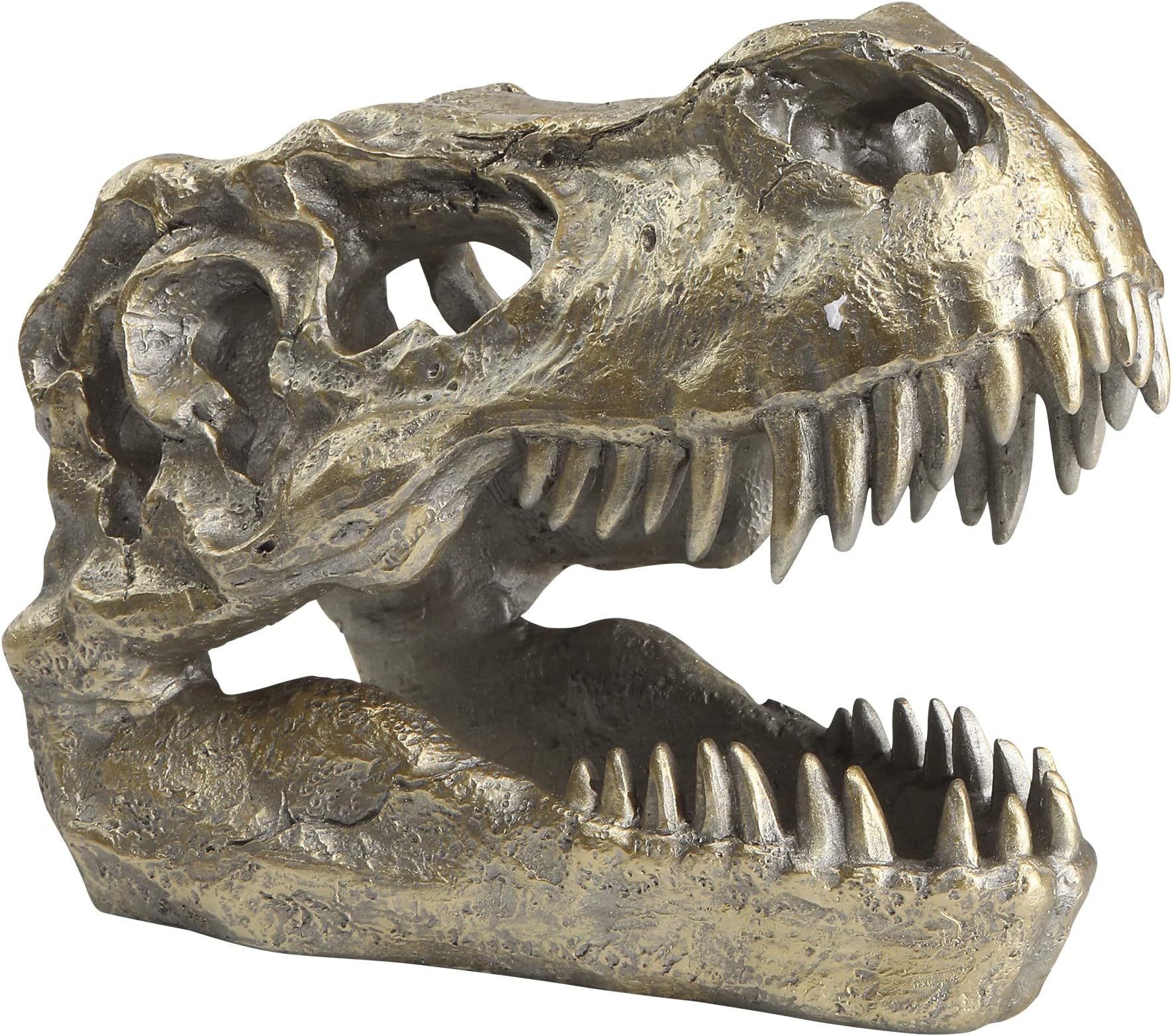T-rex Skull Dinosaur Head Trophy Faux Taxidermy Statue Tyrannosaurus Rex Head Skull Sculpture Fossil Figurine Home Desktop Man Cave Decor 7.6''Long
