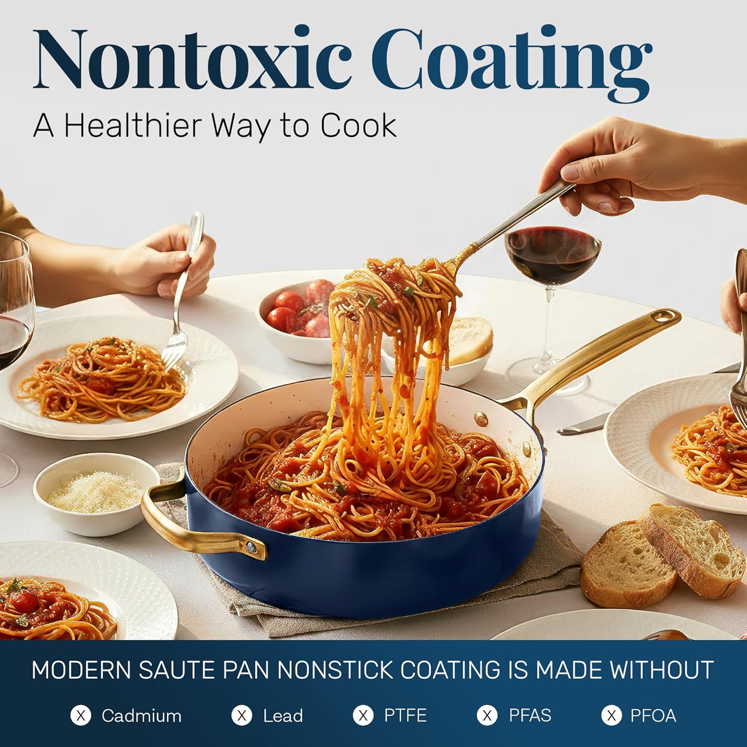 GOTHAM STEEL 4Qt Saute Pan with Lid, 12 Inch Deep Frying Pan with Lid, Large Nonstick Skillet for Cooking, Oven Safe Skillet, Family Sized Frying Pans, Induction Ready, Oven and Dishwasher Safe