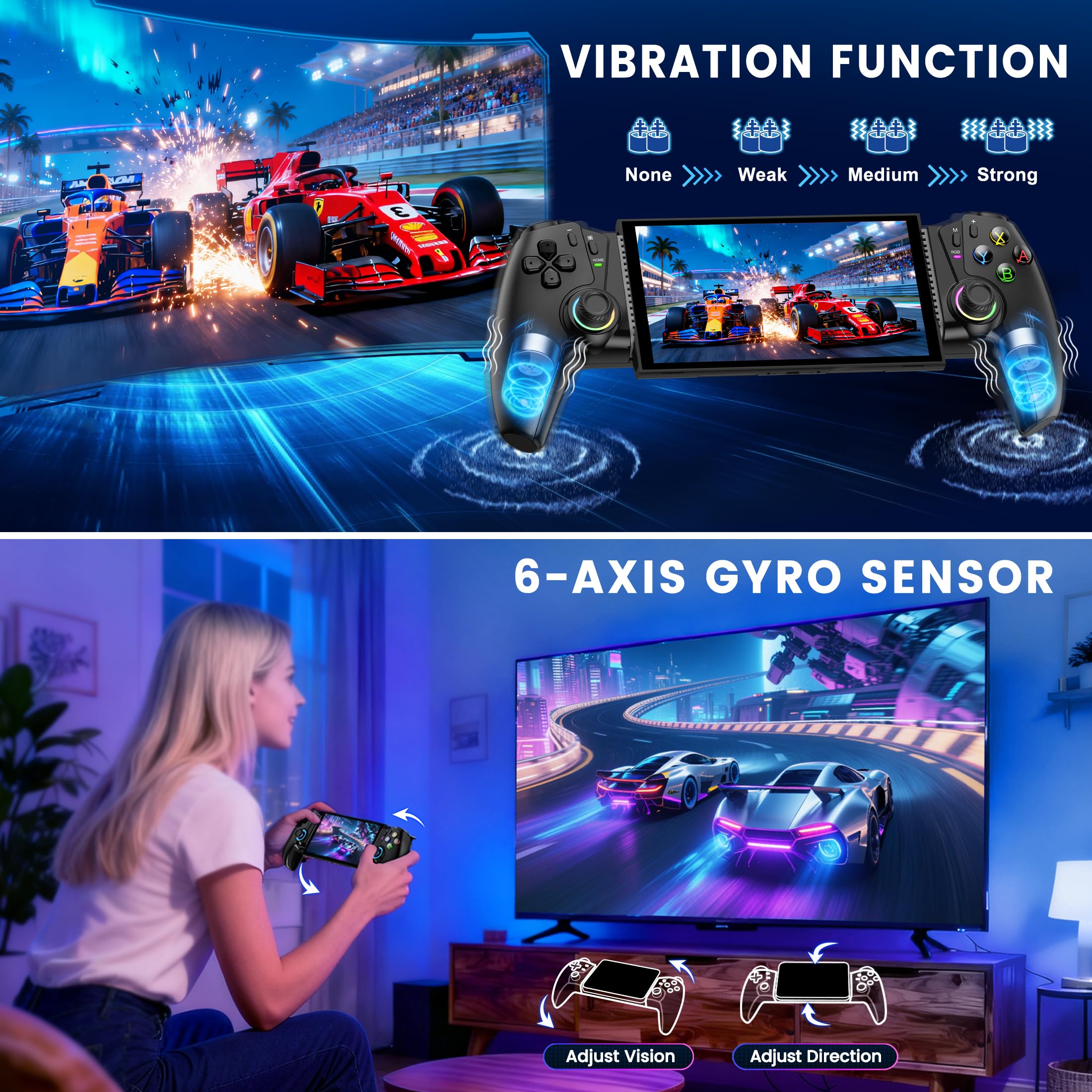 Switch Controller, Bluetooth Cellulare Controller per Switch 2/Switch/Switch OLED con Effetto Hall, Joysticks/Hall Trigger, Controller Switch Compatibile con IOS/Android/Xbox Cloud/Steam Link/Geforce
